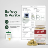Boost Blend Kratom Capsules - lab-tested Certificate of Analysis (CoA) detail - energizing GRH Kratom boost capsules - premium MAP-protected kratom, lab-tested mitragynine, manufactured in Austin, wholesale and bulk for retailers - view 5