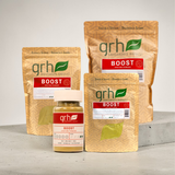 Boost Blend Kratom Powder - lifestyle and packaging context - energizing GRH Kratom boost blend powder - premium MAP-protected kratom, lab-tested mitragynine, manufactured in Austin, wholesale and bulk for retailers - view 2