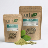 Focus Blend Kratom Capsules - lifestyle and packaging context - clean-energy GRH Kratom focus capsules - premium MAP-protected kratom, lab-tested mitragynine, manufactured in Austin, wholesale and bulk for retailers - view 2