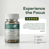 Focus Blend Kratom Capsules - customer review highlight - clean-energy GRH Kratom focus capsules - premium MAP-protected kratom, lab-tested mitragynine, manufactured in Austin, wholesale and bulk for retailers - view 5