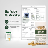 Green Maeng Da Kratom Capsules - lab-tested Certificate of Analysis (CoA) detail - balanced-strain GRH Kratom green maeng da capsules - premium MAP-protected kratom, lab-tested mitragynine, manufactured in Austin, wholesale and bulk for retailers - view 5