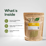 Joy Blend Kratom Powder - ingredients panel and supplement facts - mood-lifting GRH Kratom blend powder - premium MAP-protected kratom, lab-tested mitragynine, manufactured in Austin, wholesale and bulk for retailers - view 3