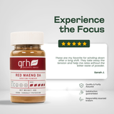 Red Maeng Da Kratom Powder - customer review highlight - soothing-strain GRH Kratom red maeng da powder - premium MAP-protected kratom, lab-tested mitragynine, manufactured in Austin, wholesale and bulk for retailers - view 6