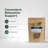 Relax Blend Kratom Capsules - wholesale trust signal and brand story - unwinding GRH Kratom relax capsules - premium MAP-protected kratom, lab-tested mitragynine, manufactured in Austin, wholesale and bulk for retailers - view 4
