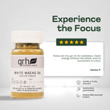 White Maeng Da Kratom Powder - customer review highlight - invigorating-strain GRH Kratom white maeng da powder - premium MAP-protected kratom, lab-tested mitragynine, manufactured in Austin, wholesale and bulk for retailers - view 6